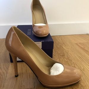 Stuart Weitzman nude patent pumps